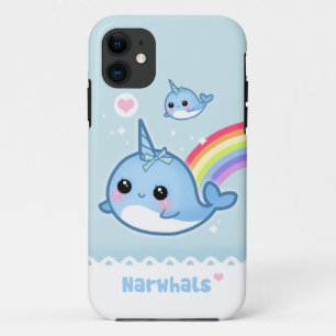 Coque Case-Mate Pour iPhone Narwhals de Kawaii avec l'arc-en-ciel