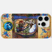 COQUES Case-Mate iPhone NATIVITÉ CHRISTMAS PARCHMENT BLUE GEM MONOGRAM (Verso (horizontal))