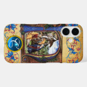 COQUES Case-Mate iPhone NATIVITÉ CHRISTMAS PARCHMENT BLUE GEM MONOGRAM (Verso (horizontal))