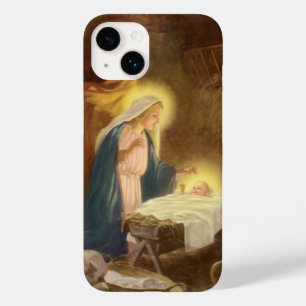 Coque Pour iPhone 14 Nativité de Noël Vintage, Marie Joseph Bébé Jésus