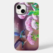 Coques Case-Mate iPhone Nature Blue Hummingbird Pink Flowers Nom (Verso)