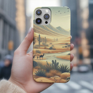 Coques iPhone 16 Nature du désert avec rivière et Cactus