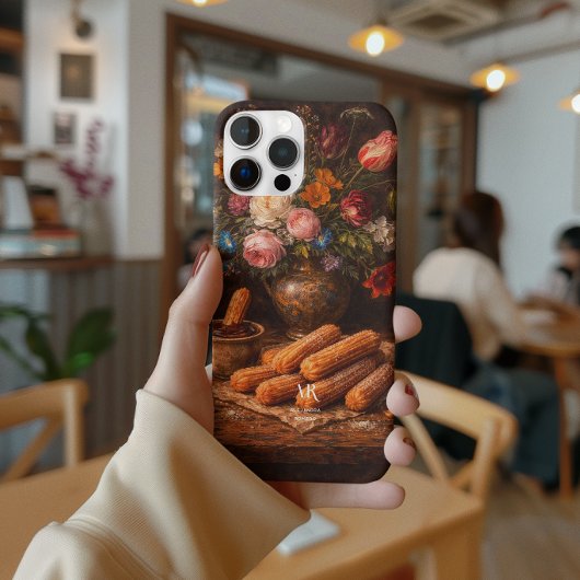 Coques Case-Mate iPhone Nature morte de churros floraux | Monogramme
