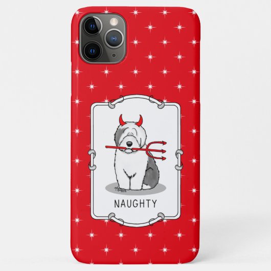 Coques Case-Mate iPhone Naughty Devil Old English Sheepdog (Gris 1) (Dos)