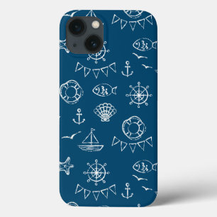Coques Pour iPhone Nautical Chalk Drawing Pattern 2