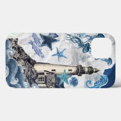 Coques Case-Mate iPhone Nautical Coastal Collage: Lighthouse & Sea Life Ed (Verso (horizontal))