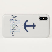 Coques Case-Mate iPhone Nautical Marine Ancre Cool de voile Nom initial (Dos (Horizontal))