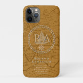 Coques Case-Mate iPhone Nautical Rope Monogram Map Brown (Dos)