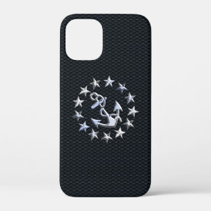 Coque iPhone 12 Mini Nautique Yacht Drapeau Chrome Ensigne sur Grille I