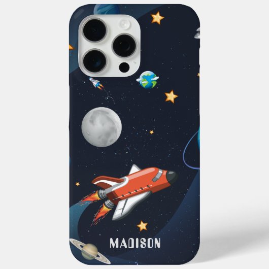 Coques Case-Mate iPhone Navette spatiale Voyage Lune Étoiles Personnalisée (Verso)