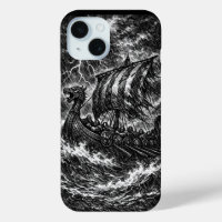 Navire long Viking dans la tempête — Ink Saga Art