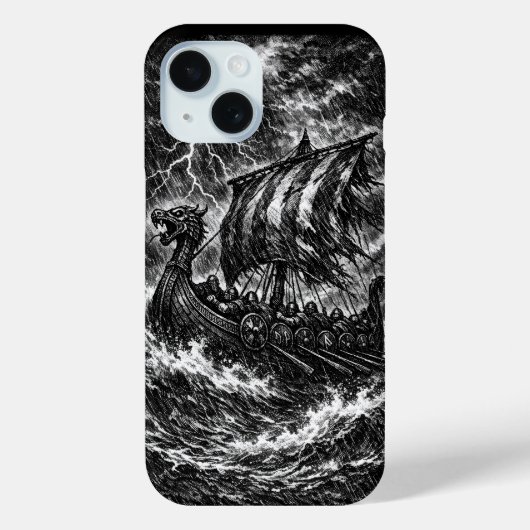 Coques Case-Mate iPhone Navire long Viking dans la tempête — Ink Saga Art (Verso)