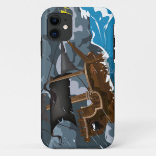 Coque iPhone 11 Navire Pirate dans la Tempête