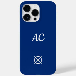 Coque Pour Pour iPhone 14 Pro Max Navires nautiques Roue Bleu+Blanc (Personnaliser)