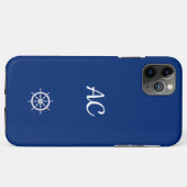 Coques Case-Mate iPhone Navires nautiques Roue Bleu+Blanc (Personnaliser) (Dos (Horizontal))