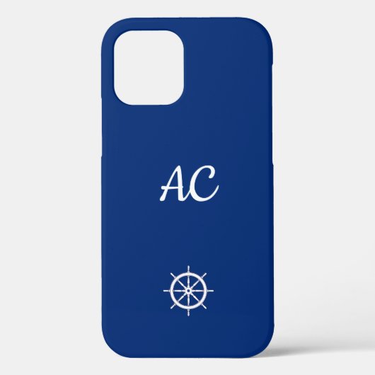 Coques Case-Mate iPhone Navires nautiques Roue Bleu+Blanc (Personnaliser) (Verso)