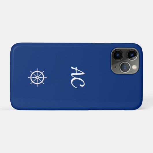 Coques Case-Mate iPhone Navires nautiques Roue Bleu+Blanc (Personnaliser) (Dos (Horizontal))