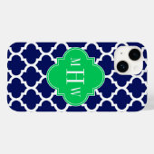 Coques Case-Mate iPhone Navy Blanc Marocain #5 Émeraude 3 Initiale Monogra (Verso (horizontal))