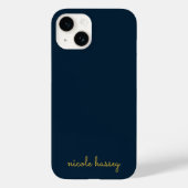 Coques Case-Mate iPhone Navy Blue Gold Script  | Stylish Monogram Modern (Verso)