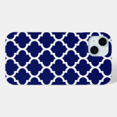 Coques Case-Mate iPhone Navy Blue White Moroccan Quatrefoil Pattern #5 (Verso (horizontal))