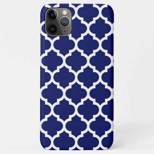 Coques Case-Mate iPhone Navy Blue White Moroccan Quatrefoil Pattern #5 (Dos)