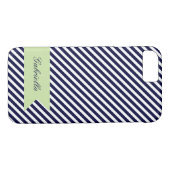Coques Case-Mate iPhone Navy Blue & White Stripes avec Monogram iPhone 7 C (Dos (Horizontal))