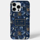 Coques Case-Mate iPhone Navy Gold iPhone Case Elegant Floral Custom Name (Verso)