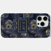 Coques Case-Mate iPhone Navy Gold iPhone Case Trendy Quinceañera Monogram (Verso (horizontal))