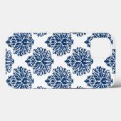 Coques Case-Mate iPhone Navy Grey Elegant Damask (Verso (horizontal))
