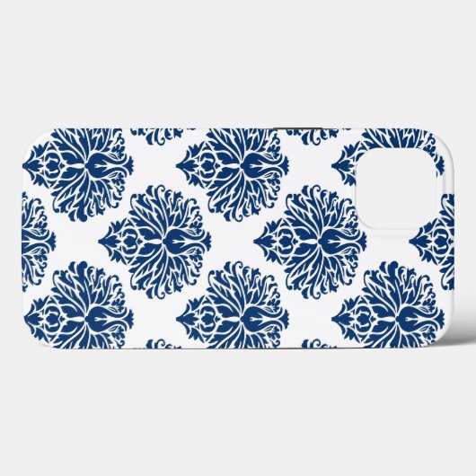 Coques Case-Mate iPhone Navy Grey Elegant Damask (Verso (horizontal))