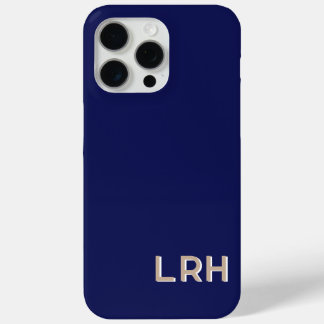 Coque iPhone 15 Pro Max Navy Tan Minimalist Monogram iPhone Case