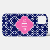 Coques Case-Mate iPhone Navy Whats Marocain #6 Hot Pink 3 Monogramme initi (Verso (horizontal))