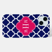 Coques Case-Mate iPhone Navy Wht Marocain #5 Framboise 3 Monogramme Initia (Verso (horizontal))