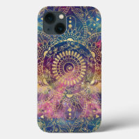 Nebula couleur or Mandala Aquarelle colorée