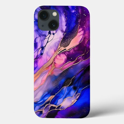 Coques Case-Mate iPhone Nebula de l'espace violet dans l'encre d'alcool (Verso)