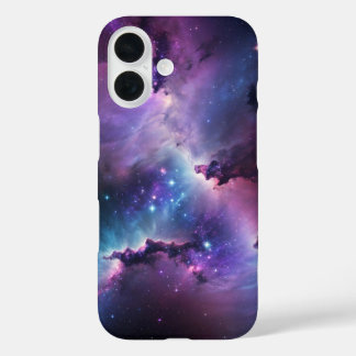 Coques iPhone 16 Nébuleuse violette avec étoiles