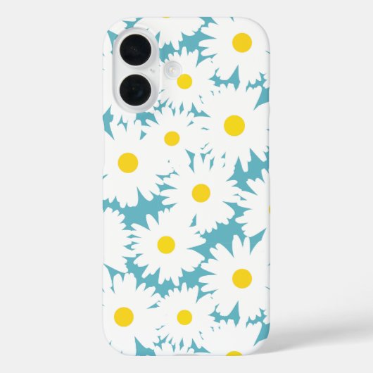 Coques Case-Mate iPhone Négative Space Daisies blanc jaune sur bleu (Verso)