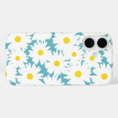 Coques Case-Mate iPhone Négative Space Daisies blanc jaune sur bleu (Verso (horizontal))