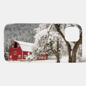 Coques Case-Mate iPhone Neige fraîche sur la grange rouge (Verso (horizontal))