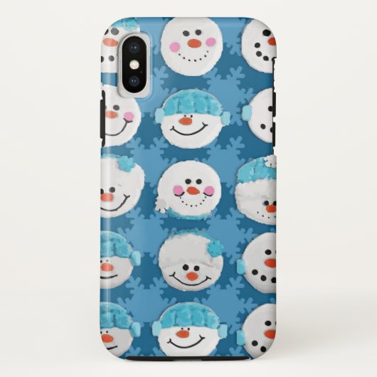 Coques Case-Mate iPhone Neige mignonne Bébé Bleu hiver Snowman (Dos)