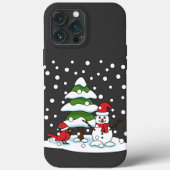 Coques Case-Mate iPhone Neige tombant sur Cardinal, Snowman et Pine Tree (Verso)