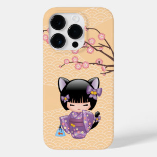 Coque Pour iPhone 14 Pro Neko Kokeshi Poupée - Cat Ears Geisha Girl