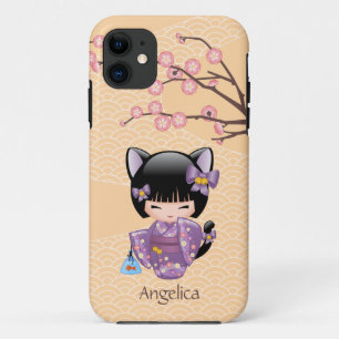 Coque iPhone 11 Neko Kokeshi Poupée - Cat Ears Geisha Girl