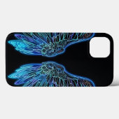 Coques Case-Mate iPhone Neon Blue et Black Angel ailes (Verso (horizontal))