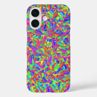 Coques iPhone 16 Neon Bright Rainbow Confetti Abstrait