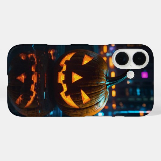 Coques Case-Mate iPhone Neon Citrouille (Verso (horizontal))