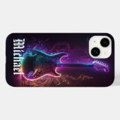 Coques Case-Mate iPhone Neon Electric Guitar Music Nom personnalisé (Verso (horizontal))