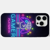 Coques Case-Mate iPhone Neon Gamer's Play And Win (Verso (horizontal))