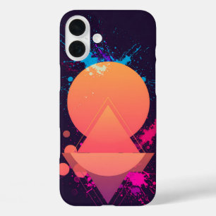 Coques iPhone 16 Plus Néon Géométrique Abstrait Rétro Futuriste Éclabous
