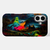 Coques Case-Mate iPhone Neon Ghosts dans un paysage d'Imaginaire hanté (Verso (horizontal))